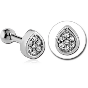 SURGICAL STEEL JEWELLED TRAGUS MICRO BARBELL - DROP
