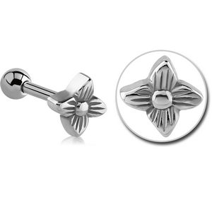 SURGICAL STEEL TRAGUS MICRO BARBELL - FLOWER