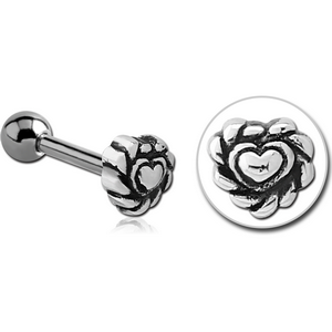 SURGICAL STEEL TRAGUS MICRO BARBELL - HEART