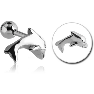 SURGICAL STEEL TRAGUS MICRO BARBELL - DOLPHIN