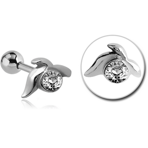 SURGICAL STEEL JEWELLED TRAGUS MICRO BARBELL