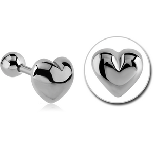 SURGICAL STEEL TRAGUS MICRO BARBELL - HEART