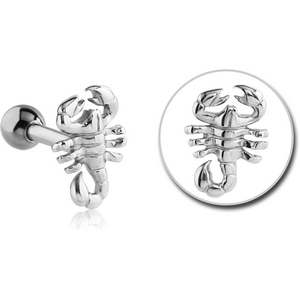 SURGICAL STEEL TRAGUS MICRO BARBELL - SCORPION