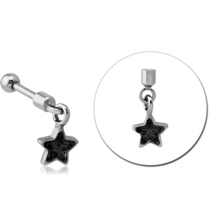 SURGICAL STEEL HELIX MICRO BARBELL WITH JEWELLED CHARM - STAR