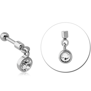 SURGICAL STEEL HELIX MICRO BARBELL WITH JEWELLED CHARM - CIRCLE