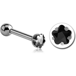 SURGICAL STEEL FLOWER PRONG SET JEWELLED TRAGUS MICRO BARBELL