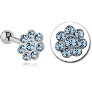 SURGICAL STEEL JEWELLED FLOWER TRAGUS MICRO BARBELL