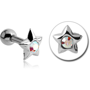 SURGICAL STEEL JEWELLED STAR TRAGUS MICRO BARBELL