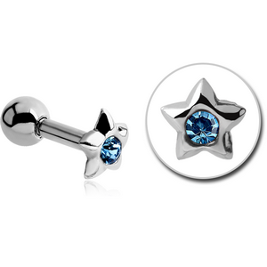 SURGICAL STEEL JEWELLED STAR TRAGUS MICRO BARBELL