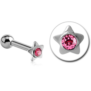 SURGICAL STEEL JEWELLED STAR TRAGUS MICRO BARBELL