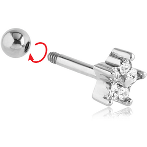 SURGICAL STEEL JEWELLED TRAGUS MICRO BARBELL - FLOWER