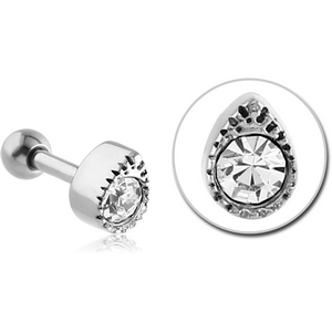 SURGICAL STEEL JEWELLED TRAGUS MICRO BARBELL - DROP
