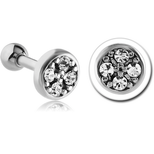 SURGICAL STEEL JEWELLED TRAGUS MICRO BARBELL - DISK