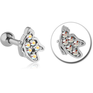 SURGICAL STEEL JEWELLED TRAGUS MICRO BARBELL - BUTTERFLY