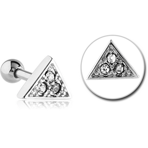 SURGICAL STEEL JEWELLED TRAGUS MICRO BARBELL - TRIANGLE