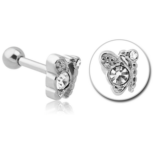SURGICAL STEEL JEWELLED TRAGUS MICRO BARBELL - BUTTERFLY