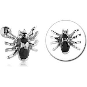 SURGICAL STEEL JEWELLED TRAGUS MICRO BARBELL - SPIDER