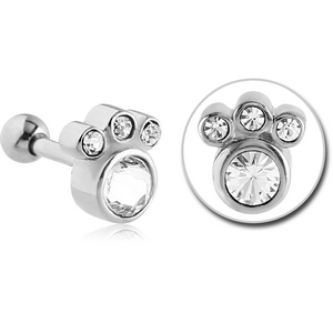 SURGICAL STEEL SWAROVSKI CRYSTAL JEWELLED TRAGUS BARBELL