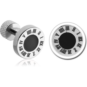 SURGICAL STEEL TRAGUS BARBELL - ROMAN CLOCK