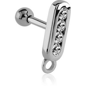 SURGICAL STEEL JEWELLED TRAGUS MICRO BARBELL