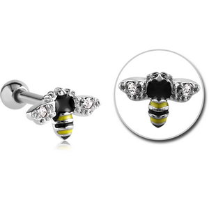 SURGICAL STEEL JEWELLED TRAGUS MICRO BARBELL WITH ENAMEL - BEE