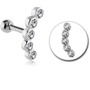 SURGICAL STEEL JEWELLED TRAGUS MICRO BARBELL