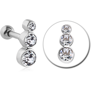 SURGICAL STEEL JEWELLED TRAGUS MICRO BARBELL