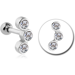SURGICAL STEEL JEWELLED TRAGUS MICRO BARBELL