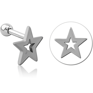 SURGICAL STEEL JEWELLED TRAGUS MICRO BARBELL - STAR