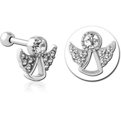 SURGICAL STEEL JEWELLED TRAGUS MICRO BARBELL - ANGLE