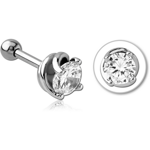 SURGICAL STEEL JEWELLED TRAGUS MICRO BARBELL - CIRCULE