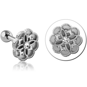 SURGICAL STEEL TRAGUS MICRO BARBELL - FLOWER