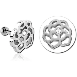 SURGICAL STEEL JEWELLED TRAGUS MICRO BARBELL - FLOWER