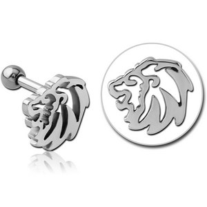 SURGICAL STEEL TRAGUS MICRO BARBELL - LION