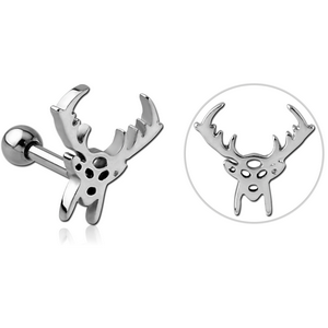 SURGICAL STEEL TRAGUS MICRO BARBELL - REINDEER