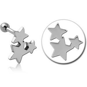 SURGICAL STEEL TRAGUS MICRO BARBELL - STARS