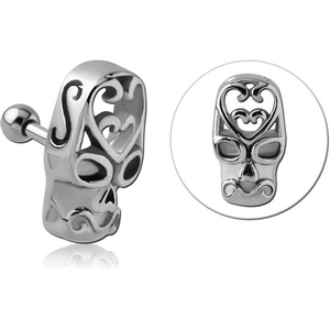 SURGICAL STEEL TRAGUS MICRO BARBELL - SKULL