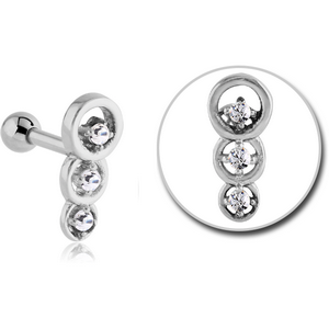 SURGICAL STEEL JEWELLED TRAGUS MICRO BARBELL - THREE CIRCLES