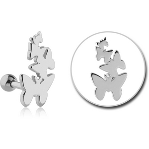 SURGICAL STEEL TRAGUS MICRO BARBELL - BUTTERFLIES
