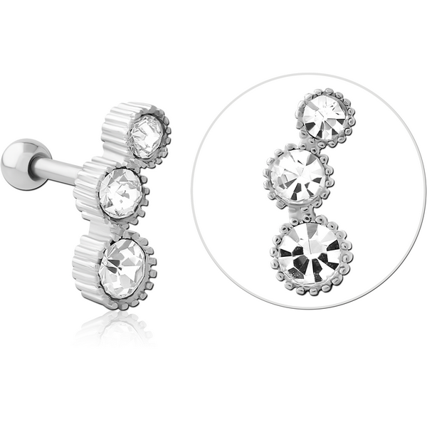 SURGICAL STEEL JEWELLED TRAGUS MICRO BARBELL