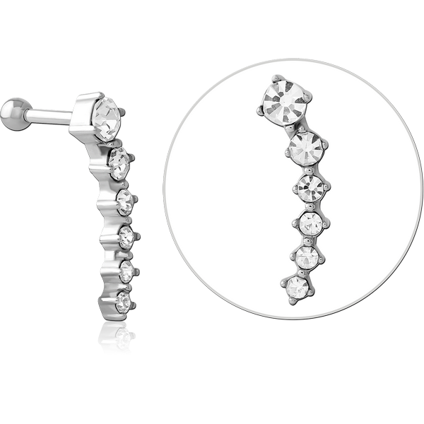SURGICAL STEEL JEWELLED TRAGUS MICRO BARBELL