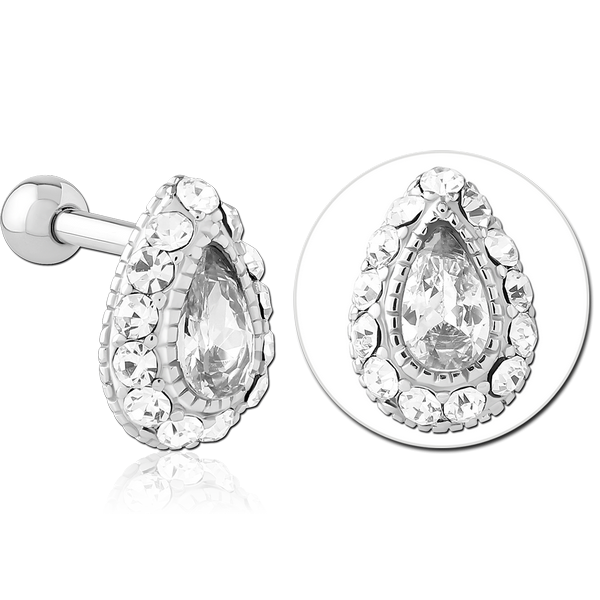 SURGICAL STEEL JEWELLED TRAGUS MICRO BARBELL