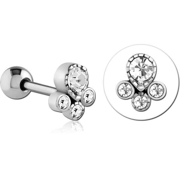 SURGICAL STEEL JEWELLED TRAGUS MICRO BARBELL