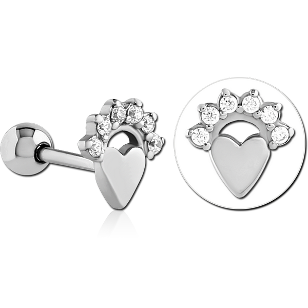 SURGICAL STEEL JEWELLED TRAGUS MICRO BARBELL