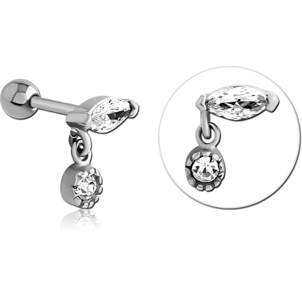 SURGICAL STEEL JEWELLED TRAGUS MICRO BARBELL