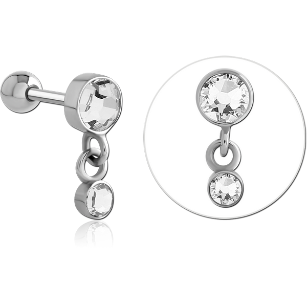 SURGICAL STEEL JEWELLED TRAGUS MICRO BARBELL