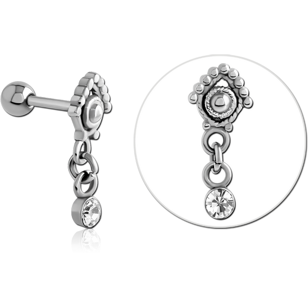 SURGICAL STEEL JEWELLED TRAGUS MICRO BARBELL