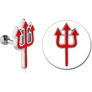 SURGICAL STEEL TRAGUS MICRO BARBELL WITH ENAMEL - TRIDENT