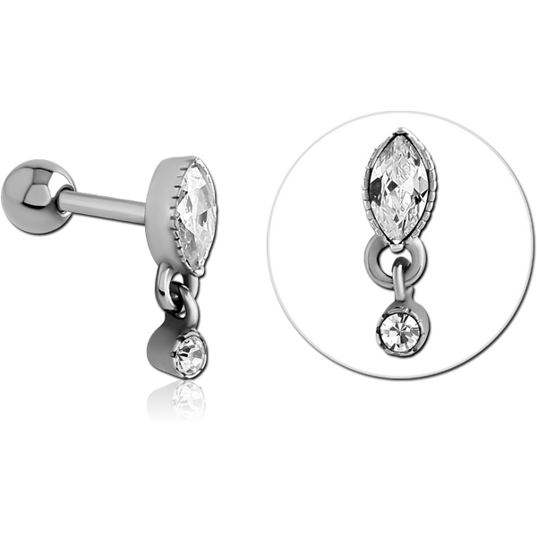 SURGICAL STEEL JEWELLED TRAGUS MICRO BARBELL