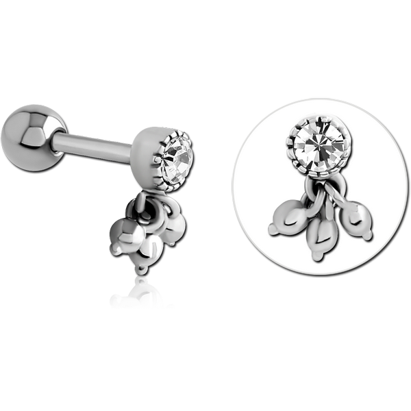 SURGICAL STEEL JEWELLED TRAGUS MICRO BARBELL